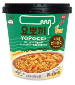 Gnocchi Di Riso Coreani Con Ramen Noodles Al Gusto Di Curry Rabokki Cup - Yopokki 145g