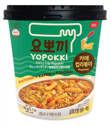 Gnocchi Di Riso Coreani Con Ramen Noodles Al Gusto Di Curry Rabokki Cup - Yopokki 145g 3 Gnocchi Di Riso Coreani Con Ramen Noodles Al Gusto Di Curry Rabokki Cup - Yopokki 145g