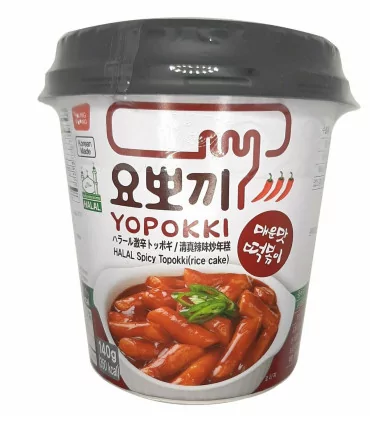 Gnocchi Di Riso Coreani Con Salsa Piccante Halal Topokki Cup - Yopokki 140g 3 Gnocchi Di Riso Coreani Con Salsa Piccante Halal Topokki Cup - Yopokki 140g