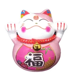 Maneki Neko Gatto Fortunato Rosa Chiara - Buona Fortuna Tipo A