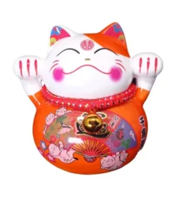 Maneki Neko Gatto Fortunato Rosso - Il Regalo Ideale Per Chi Fa Servizio Pubblico