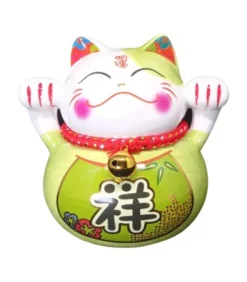 Maneki Neko Gatto Fortunato Verde Chiaro - Buon Auspicio