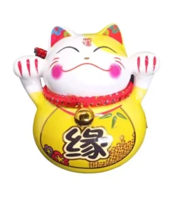 Maneki Neko Gatto Fortunato Giallo Chiaro - Il Regalo Ideale Per Matrimonio Benedetto