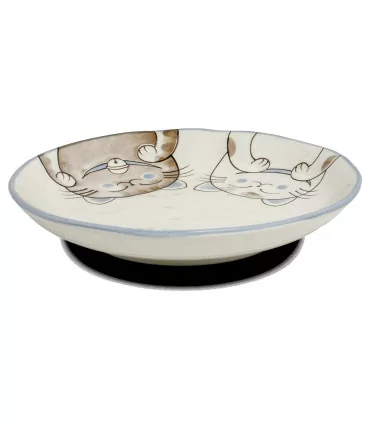 Piatto Grande In Ceramica Giapponese Edo Japan - Design Kawaii "Three Cats" (Blu) 3 Piatto Grande In Ceramica Giapponese Edo Japan - Design Kawaii "Three Cats" (Blu)