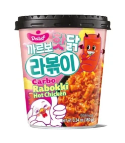 Rabokki Hot Chicken Carbo 180g - Noodles Coreani Piccanti Con Gusto Cremoso | Pronto In 3 Minuti