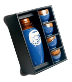 Sake Set 500ml - 5 Pcs | Blue And Brown