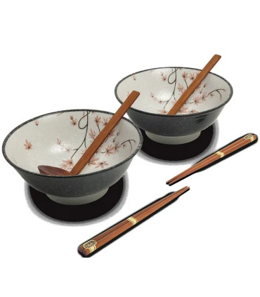 Set Ciotola Giapponese Per Ramen - 2 Pers - Maple Leaf | Ø22 Cm | H9 Cm 3 Set Ciotola Giapponese Per Ramen - 2 Pers - Maple Leaf | Ø22 Cm | H9 Cm