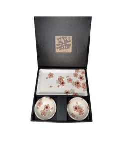 Set Piatti Per Due Persone Con Fiori Rossa -HIBIKI