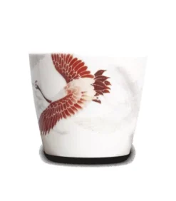 Elegante Tazza Da Tè Giapponese In Porcellana Con Motivo Gru Rosse – Perfetta Per Abbinarsi Alla Teiera Edo Japan